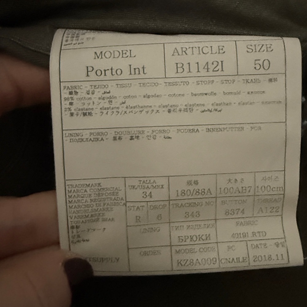 Men’s Suitsupply chinos olive color size 50 - Picture 5 of 7